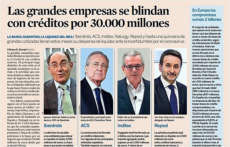 Las grandes empresas se blindan con crditos por 30.000 millones